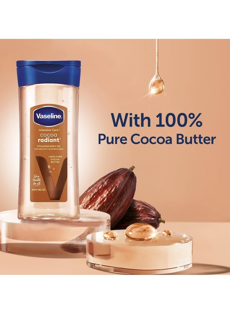 فازلين زيت فازلين للعناية المركزة للجسم بخلاصة الكاكاو المنعش والمشرق، غني بزبدة الكاكاو النقية 100% وزيوت مغذية لإشراقة تدوم طويلاً | جل زيتي غير دهني للجسم لبشرة صحية ومتألقة | 200 مل - Image 5